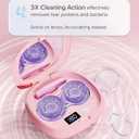 Vastsoon Ultrasonic Contact Lens Cleaner Machine Portable, Rechargeable Cleaning Kit with 4 Contact Lens Solution Cases, Applicator & Removal Tools for Travel & Home Use (Pink)