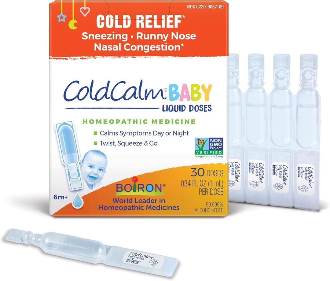 3 x Boiron ColdCalm Baby Single-Use Drops for Relief from Cold Symptoms of Sneezing, Runny Nose, and Nasal Congestion - Sterile and Non-Drowsy Liquid Doses - 30 Count