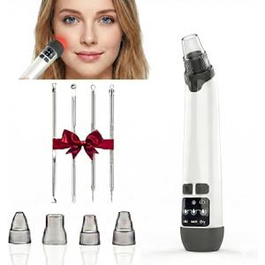 Blackhead Remover Pore Vacuum, Pimple Extractor with 4 Probes and 3 Suction Levels, Electric Facial Cleanser with Extra 4 Pcs Blemish Tool Kit, USB Rechargeable, White