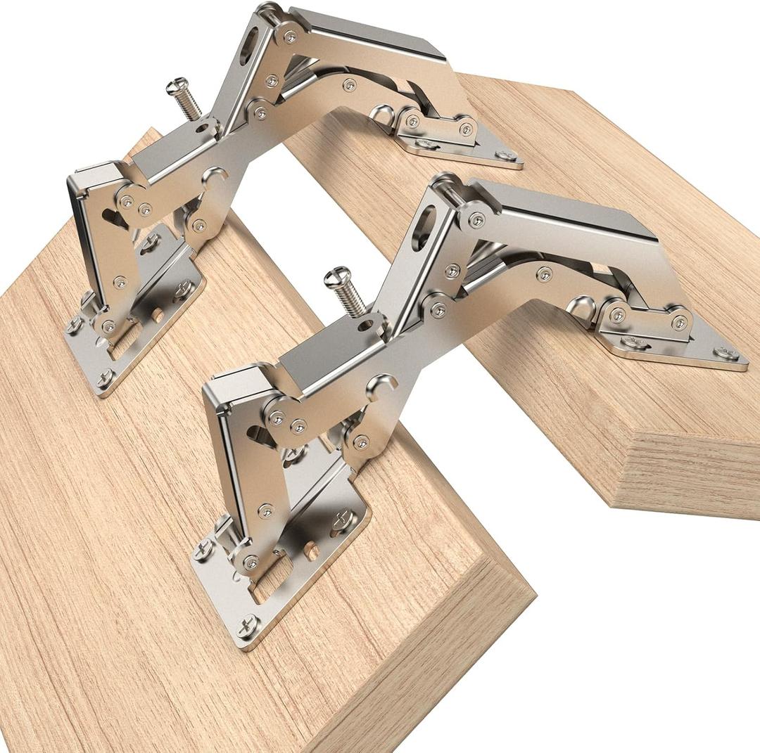 Chibery 2 Pack 170 Degree Soft Close Cabinet Hinges, Slow Smooth Hidden Frameless Lazy Susan Hinge, Concealed Hardware Surface Mount, Lid Support Trap Door, Self Closing for Corner, Kitchen Cupboard