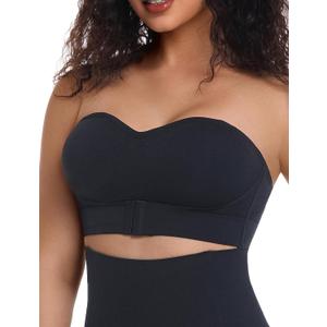 PRETTYWELL Strapless Bra Push Up Bandeau Bras for Women Front Hook Tube Top Bra Non-Slip Seamless Padded Wireless Invisible (M)