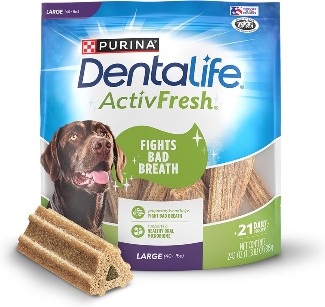 DentaLife ActivFresh Dog Chews for Large Dogs 40 lbs. and up, Dental Chews to Freshen Breath, Chicken Flavor, 24.1 oz., 21 Chews - 21 ct. Pouch