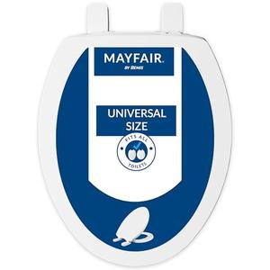 Mayfair Universal Size Slow Close Toilet Seat, Durable Plastic, Fits Round & Elongated Toilets, White