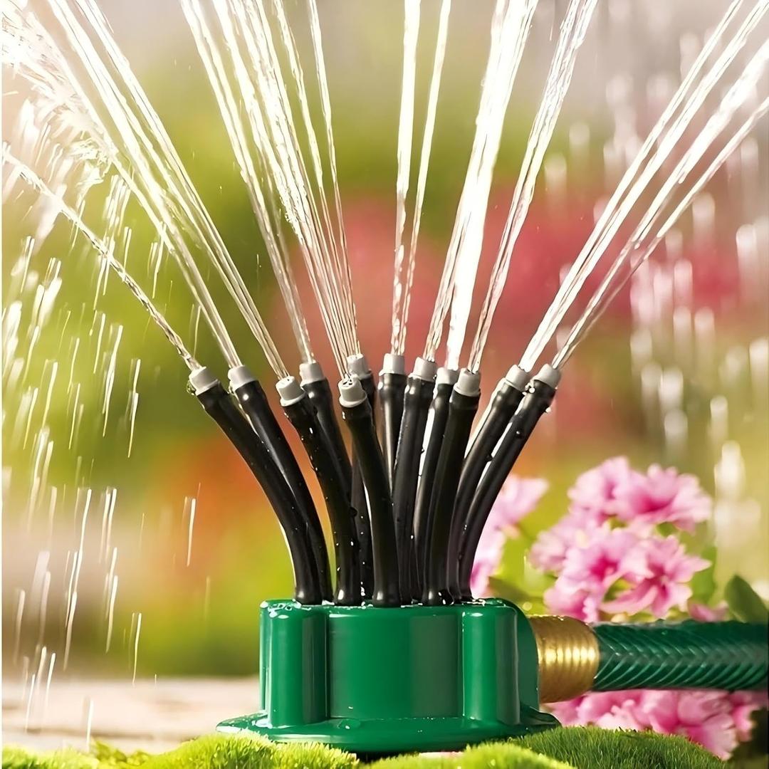 360  Adjustable Garden Waterer -12 Spray Heads, Wide Coverage Area, Easy Installation, Durable ABS Material,Lawn and Yard Sprinklers