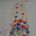 Siilues Patriotic Table Runner, Memorial Day Decor Floral Table Runner 4th of July Decorations for Home Vintage Patriotic Table Runner Independence Day Home Party Table Decorations (13'' x 90'')