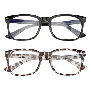 Blue Light Glasses, Blue Light Blocking Glasses, 2 Pack, Clear Glasses, Clear Bluelight Glasses, Blue Light Glasses for Women Men, Anti-Eyestrain UV Glare Glasses (Black + Leopard)