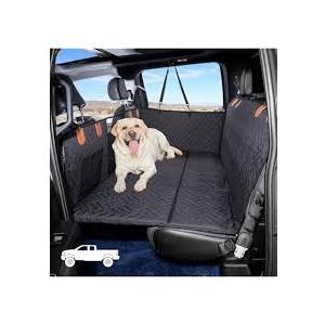 Zanch HeavyDuty Dog Truck Seat Cover, Flat Solid Back Seat Extender for Multi Large Dogs, HardBase Supports 450 lb, Waterproof Hammock Protector, XL for FullSize Crew Cab Trucks & SUVs, Black