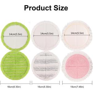 Electric Mop Pads, Floor Cleaning Pads Compatible for G700 & P700 Mop, 6.3inch Round Spin Pads (6 Pack)