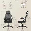 VASAGLE Ergonomic Mesh Office Chair with Adjustable Lumbar Support and Headrest, 90-105 Tilt Function, Wide Seat, FlipUp Armrests, Computer Desk Chair for Home Office, Ink Black 