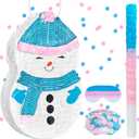 Snowman Piata 16 Inch Christmas Winter Pinata with Stick Hanging Loop Blindfold Confetti for Christmas Party Game Decorations Xmas Winter Wonderland Holiday Birthday Baby Shower Party Supplies
