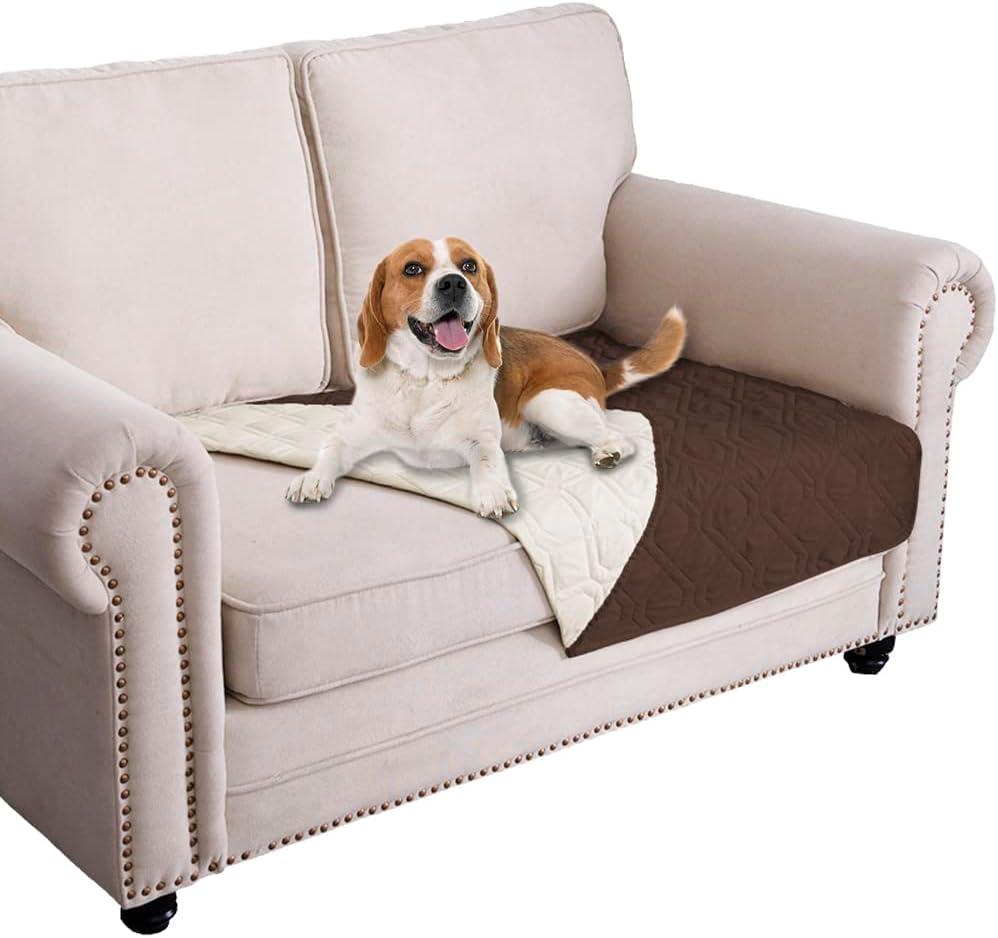 Ameritex Waterproof Dog Bed Cover Pet Blanket for Furniture Bed Couch Sofa Reversible (30x53 Inch (Pack of 1), Chocolate+beige)