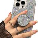 Case for iPhone 16 Pro Max Case Glitter Bling for Women Girls Sparkle Cover, with Ring Stand Holder Protective Case 6.9 inch (Silver)