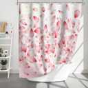 Pink Floral Shower Curtain with Hooks, Romantic Pink Petal Rain Bath Curtain, Waterproof Polyester Fabric for Bathroom Decor, 72 x 72 Inch