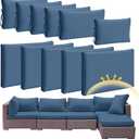 Patelai 11 Pcs Waterproof Patio Cushion Covers for Outdoor Sectional Furniture Wicker Rattan Patio Sofa Couch Chair Seat Pillow Slipcovers, 3 Sizes Covers Only (25.4 x 25.4X 3.54,Midnight Blue)