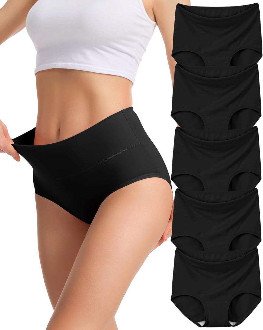 Sunm Boutique Combed Cotton Underwear for Women, Full Coverage High Waisted Women's Briefs, Soft Breathable Ladies Panties XL