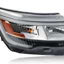 Chrome Bezel LED Headlight W/o LED control module Assembly Compatible With 2016-2019 Ford Explorer Sport/Limited/XLT/Platinum Headlamp W/LED DRL Right Passenger Side FB5Z13008BFIT