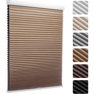 MYshade Cordless Blackout Cellular Shades, 1.5" Honeycomb Window Blinds for Bedroom & Nursery, Thermal Insulated, Noise Reducing, Privacy Shades, Inside or Outside Mount (26" W x 50" H, Light Brown)