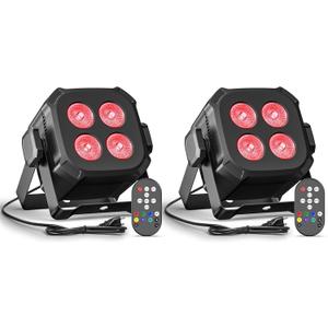 Mini Stage Lights, Corded 4 * 8w Led Par Lights, Lightweight RGBW 4 in 1 LED Stage Lights with DMX512, Sound-Activated Controlled, 4/8 CH Par Lights for Home, Party, Show, Event, 2 Pack