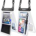 Niveaya [Up to 10.5"]Waterproof Phone Pouch - 2 Pack, Waterproof Phone Lanyard Case with iPhone 16/15/14/13/12 Pro Max up to 9.5", Phone Dry Bags for Vacation Beach Pool Kayak Cruise Travel Essentials (Clear+ Clear)