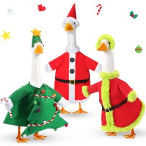 3 Set Christmas Goose Outfit Santa Claus Snowman Christmas Tree Lawn Porch 23" Goose Clothes Xmas Costume for Winter Xmas Outdoor Patio Yard Decor