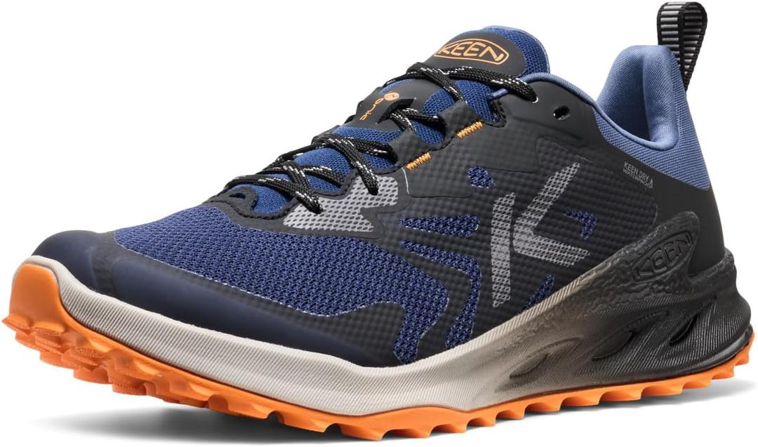 KEEN Men's Zionic Nxt Low Height Waterproof All Terrain Comfortable Hiking Shoes, Naval Academy/Bright Marigold, 10.5