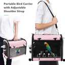 Bird Carrier Bag Bird Travel Cage with Stand, Lightweight Backpack for Parrot, Portable Bird Travel Bag, Pet Transparent Breathable Travel Cage, Pink (Large)
