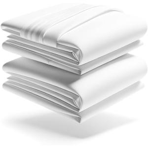 Mezzati Brushed Microfiber Bed Sheet Set - Ultra Soft and Lightweight for Ultimate Sleep Comfort, Wrinkle Free and Color Fade Resistant, 4 Piece Set (White,Full Size)