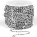 [66 Feet/ 20M] Stainless Steel Chain Bulk, 2mm 304 Stainless Steel Chains Flat Cable Link Chain Bulk for Jewelry Making DIY Craft (2.0mm width)
