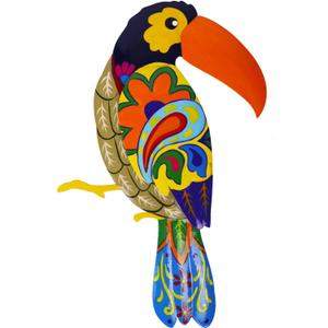 Large Metal Hornbill Wall Decor, Vivid Colorful Bird Art Wall Hanging for Indoor Outdoor Home Bedroom Office Garden (Orange)