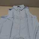 SUNNOW Women's Sleeveless Button Down Shirt Collared Tank Tops Casual Summer Office Blouse with Patch Chest Pocket Light Blue,XL