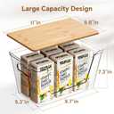 Criusia 2 Set Pantry Organizers and Storage with Bamboo Lids, Stackable Clear Bins for Onion, Potato, Fruit, Vegetables, Trash Bag Dispenser, Kitchen and Under Sink Organizer