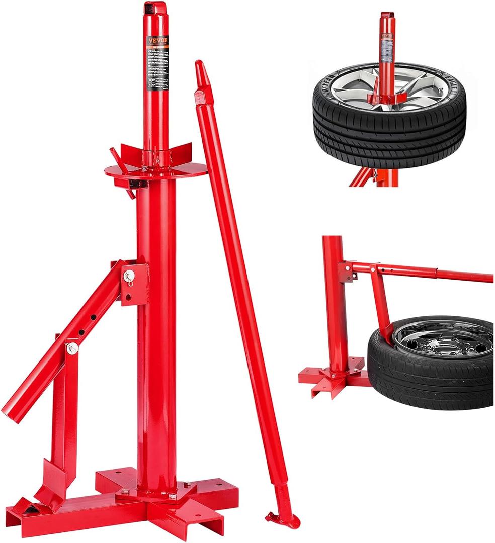 VEVOR Manual Tire Changer, Portable Hand Bead Breaker Mounting Tool for 8"-16" Tires, Compatible with Car Truck Trailer, Tire Mounting Machine for Home Garage Small Auto Shop, Red