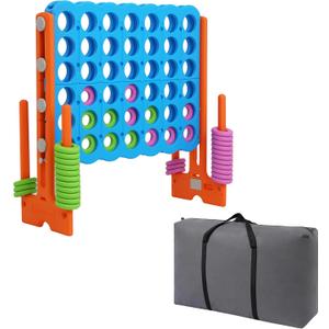 SDADI Jumbo 4 in a Row Game, 4-to-Score Giant Game Set with Adjustable Height (2.5-3.5 FT) for Kids & Adults, Indoor/Outdoor Connect Game with Quick-Release Slider, Perfect for Family and Party Games, Orange