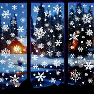 258 Pcs Christmas Snowflake Window Clings, Christmas Window Stickers Decorations