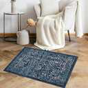 COZYLOOM Area Rug 2x3 Moroccan Trellis Area Rug Indoor Entryway Small Rug Vintage Boho Doormat Front Door Mat Oriental Floral Accent Kitchen Mat Low Pile Floor Mat Non-Shedding Throw Carpet Navy (2' x 3' (Rectangular))