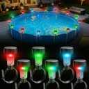 Lustaled 6 Pack Solar Pool Lights for Framed Above Ground Pools, 7 Color Changing Solar Pool Lights, Waterproof Swimming Pool LED Frame Lights with Adjustable Strap, Yard Patio Feature Enclosure Decor, φ55.0 × 91.0 mm