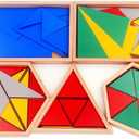 Montessori Wood Math Geometry Shape Teaching Aids Constructive Triangles Rectangular Pentagon 5 Sets Early Preschool Educational Toys