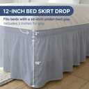 Wrap Around Dust Ruffle Bed Skirt - Steel Blue - for Queen Size Beds w/ 12 Inch Drop - Easy Fit Elastic Strap - Adjustable Pleated Bedskirt w/Brushed Fabric - Wrinkle Free, Women, Men, Kids & Teens
