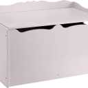 Amazon Basics Kids Wooden Toy Storage Chest with Safety Lid, Spacious Organizer for Bedroom, Gray, 30" x 18" x 19"
