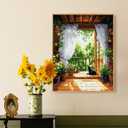 GUMONE Paint by Numbers Kit for Adults,Easy Acrylic on Canvas 16x20 inch with Paints and Brushes,Paint by Numbers Landscape Cat for Home Wall Decor (Flower Room Cat)