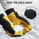 OZERO Men & Women Winter Gloves -30F Deerskin Leather Water-resistant Windproof Cold Weather Glove for Driving Hiking (Medium, Gold-black)