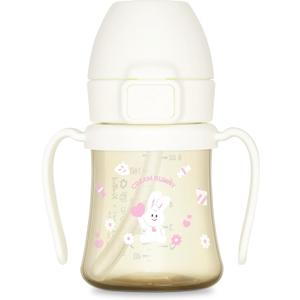 GROSMIMI x KNOTTED Flip Top Spill Proof Sippy Cup, PPSU, BPA Free, Stage 2 Straw for Toddlers (Cream bunny 6oz)