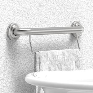 ADA Compliant Grab Handrail with Towel Bar, 500lbs Weight Support, 1-1/4 x 16 inch for Stud Mount, Brushed Nickel