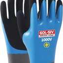 Electrician Gloves 1000V High Voltage,ASTM D120 Certified & Double Insulated Electrical Gloves,Rubber Safety Work Gloves (Blue,Large)
