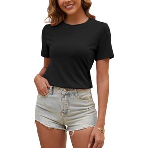 Womens T Shirts Short Sleeve Crew Neck Shirts Basic Tee Tops Blouse Summer Casual Tee Tops S-XXL (M)