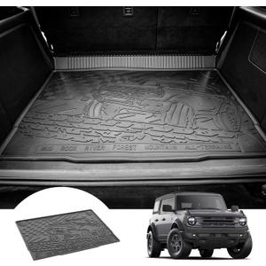 3W Cargo Liner Custom Fit for 2021-2025 2026 Ford Bronco 4 Door, All Weather TPE Heavy Duty Truck Car Mat Accessories Fit for Bronco Trunk Mat, Black (Not for Bronco Sport)