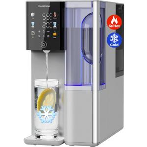 C5 Countertop Reverse Osmosis Water Filter, Hot and Cold RO System-3s Instant Hot, 6 Temp Settings 7-Stage RO Filtration Dispenser, NSF/ANSI372/42/58, Portable Pitcher, 3:1 Pure to Drain (Silver Gray)