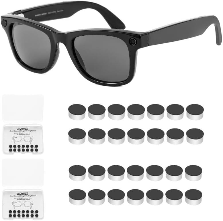 28PCS LED Light Blocking Stickers Compatible with Ray Ban Meta Wayfarer/Skyler/Oakley Meta HSTN Smart Glasses Accessories, Low-Tack Restickable Blackout Light Covers Sticker (28)