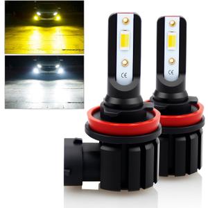 D-Lumina H11 H8 H16 Switchback LED Fog Light Bulbs, 8000 Lumens 40W 300% Brightness Dual Color 6000K Xenon White/3000K Golden Yellow, Super Bright LED Fog Light DRL Bulb Upgrade Replacement, Pack of 2