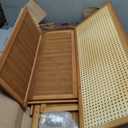 Large WiFi Router Storage Cabinet 23.6" x 32.3" x 9.8",3-Tier Bamboo Rattan Standing Modem Organizer Box for Home & Office, No Back Panel (Walnut